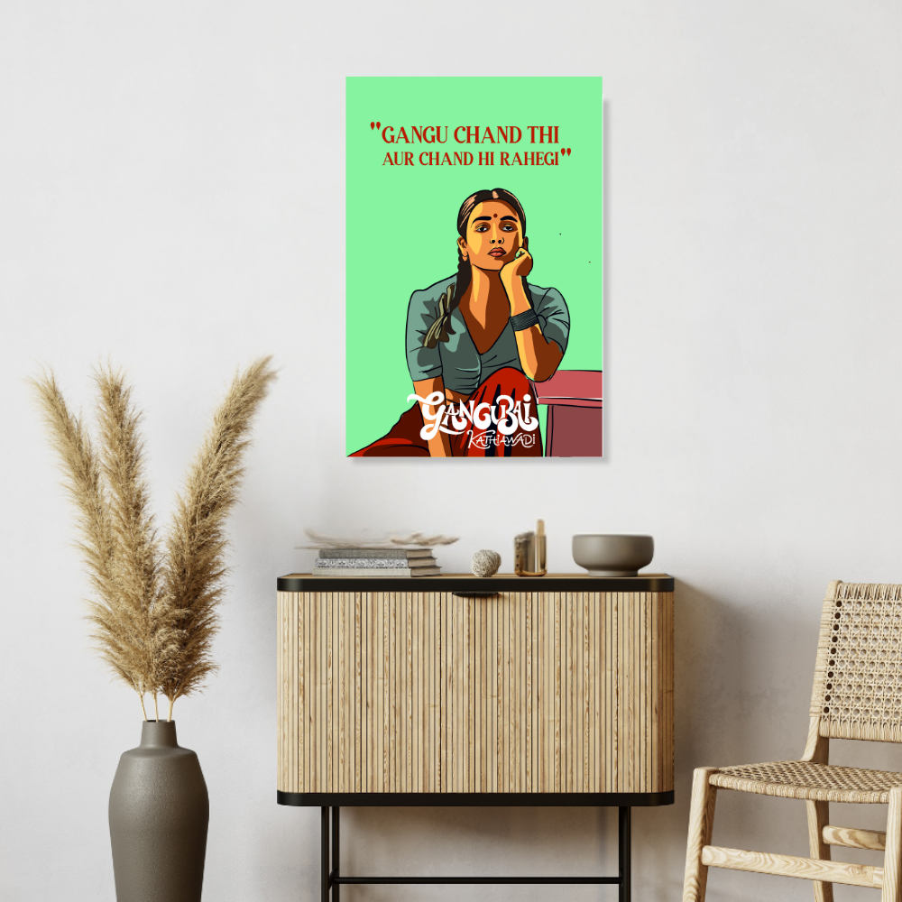 Bollywood Poster Gangubai Frame Movies Artwork Framed Posters Actress Alia Bhatt Dilaouges Quotes Canvas Painting Photo Frames For Wall Decor Restraunt Cafe Living room Bedroom Dining Hall Kitchen Office & Home Decoration