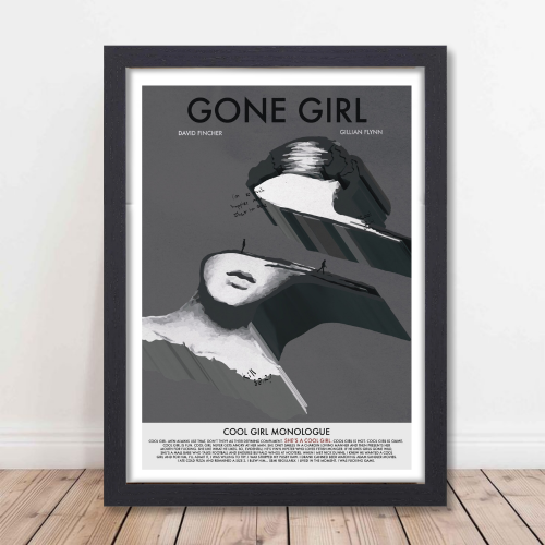 Gone Girl Movie Poster Frame Thriller Mystery Film Artwork Framed Posters Hollywood Movies Canvas Painting Photo Frames for Wall Decor Home Decoration Living Room Bedroom Office Study Room Cafe