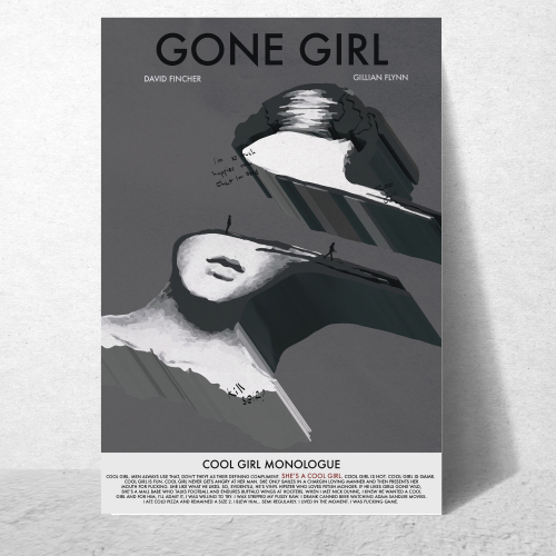 Gone Girl Movie Poster Frame Thriller Mystery Film Artwork Framed Posters Hollywood Movies Canvas Painting Photo Frames for Wall Decor Home Decoration Living Room Bedroom Office Study Room Cafe