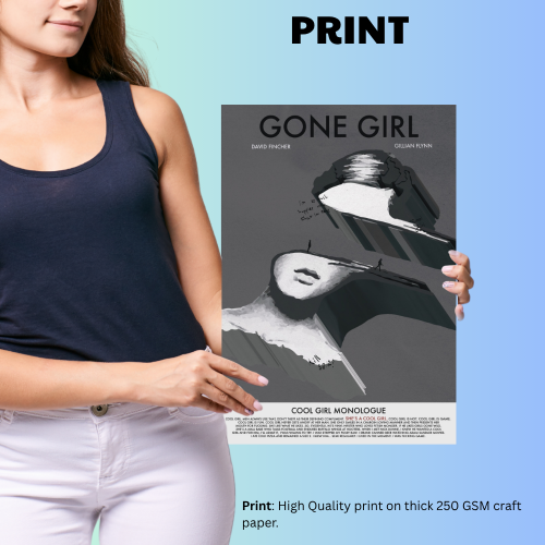 Gone Girl Movie Poster Frame Thriller Mystery Film Artwork Framed Posters Hollywood Movies Canvas Painting Photo Frames for Wall Decor Home Decoration Living Room Bedroom Office Study Room Cafe