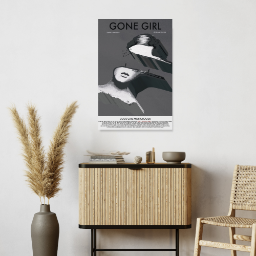 Gone Girl Movie Poster Frame Thriller Mystery Film Artwork Framed Posters Hollywood Movies Canvas Painting Photo Frames for Wall Decor Home Decoration Living Room Bedroom Office Study Room Cafe