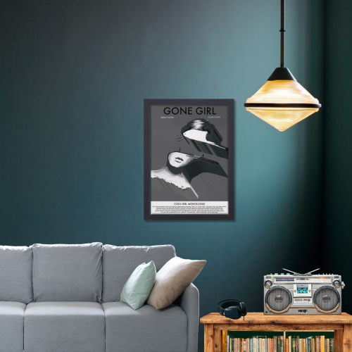 Gone Girl Movie Poster Frame Thriller Mystery Film Artwork Framed Posters Hollywood Movies Canvas Painting Photo Frames for Wall Decor Home Decoration Living Room Bedroom Office Study Room Cafe