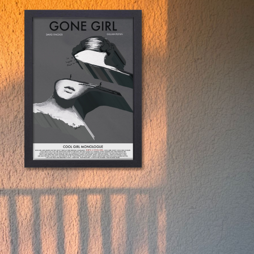Gone Girl Movie Poster Frame Thriller Mystery Film Artwork Framed Posters Hollywood Movies Canvas Painting Photo Frames for Wall Decor Home Decoration Living Room Bedroom Office Study Room Cafe