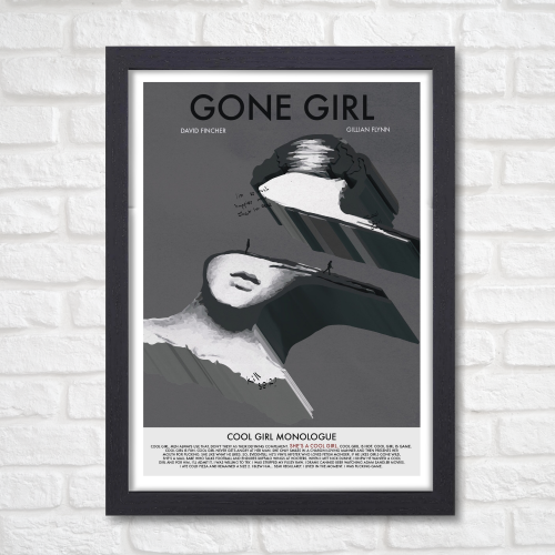 Gone Girl Movie Poster Frame Thriller Mystery Film Artwork Framed Posters Hollywood Movies Canvas Painting Photo Frames for Wall Decor Home Decoration Living Room Bedroom Office Study Room Cafe