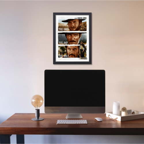 The Good, the Bad and the Ugly Film Poster Frame Western Action Movie Artwork Framed Posters Hollywood Movies Canvas Painting Photo Frames For Wall Decor Living Room Bedroom  Study Room Restraunt Cafe Office & Home Decoration