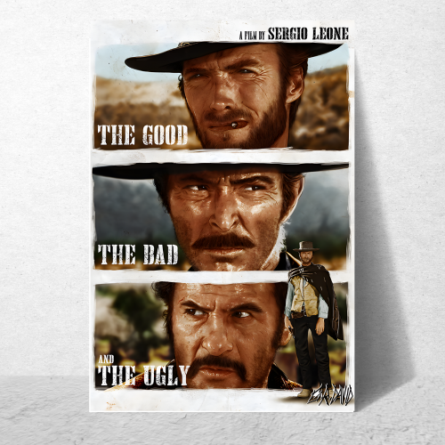 The Good, the Bad and the Ugly Film Poster Frame Western Action Movie Artwork Framed Posters Hollywood Movies Canvas Painting Photo Frames For Wall Decor Living Room Bedroom  Study Room Restraunt Cafe Office & Home Decoration