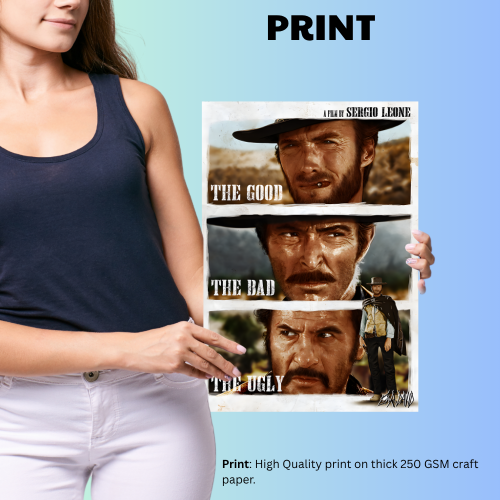 The Good, the Bad and the Ugly Film Poster Frame Western Action Movie Artwork Framed Posters Hollywood Movies Canvas Painting Photo Frames For Wall Decor Living Room Bedroom  Study Room Restraunt Cafe Office & Home Decoration