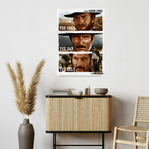 The Good, the Bad and the Ugly Film Poster Frame Western Action Movie Artwork Framed Posters Hollywood Movies Canvas Painting Photo Frames For Wall Decor Living Room Bedroom  Study Room Restraunt Cafe Office & Home Decoration