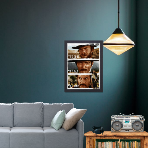 The Good, the Bad and the Ugly Film Poster Frame Western Action Movie Artwork Framed Posters Hollywood Movies Canvas Painting Photo Frames For Wall Decor Living Room Bedroom  Study Room Restraunt Cafe Office & Home Decoration