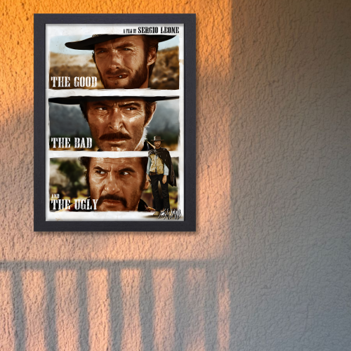The Good, the Bad and the Ugly Film Poster Frame Western Action Movie Artwork Framed Posters Hollywood Movies Canvas Painting Photo Frames For Wall Decor Living Room Bedroom  Study Room Restraunt Cafe Office & Home Decoration