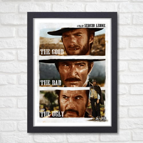 The Good, the Bad and the Ugly Film Poster Frame Western Action Movie Artwork Framed Posters Hollywood Movies Canvas Painting Photo Frames For Wall Decor Living Room Bedroom  Study Room Restraunt Cafe Office & Home Decoration