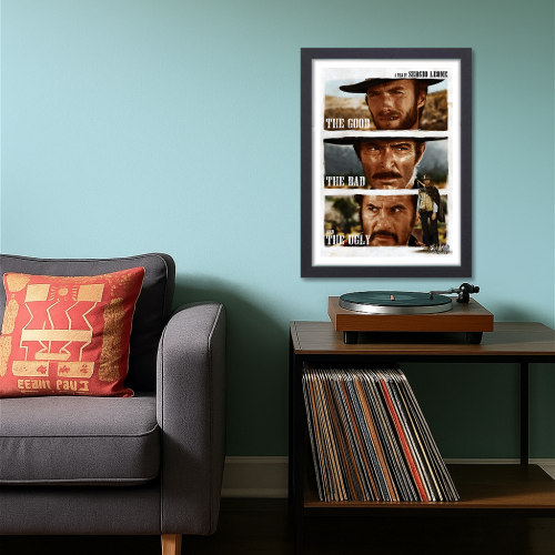 The Good, the Bad and the Ugly Film Poster Frame Western Action Movie Artwork Framed Posters Hollywood Movies Canvas Painting Photo Frames For Wall Decor Living Room Bedroom  Study Room Restraunt Cafe Office & Home Decoration
