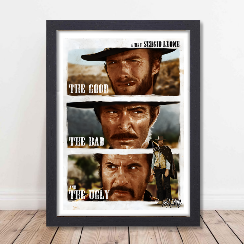 The Good, the Bad and the Ugly Film Poster Frame Western Action Movie Artwork Framed Posters Hollywood Movies Canvas Painting Photo Frames For Wall Decor Living Room Bedroom  Study Room Restraunt Cafe Office & Home Decoration
