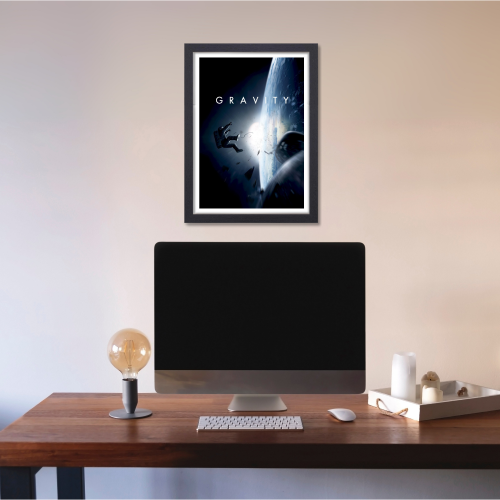 Gravity Movie Poster Frame American Thriller Sci-fi Film Artwork Framed Posters Hollywood Movies Canvas Painting Photo Frames for Wall Decor Living Room Bedroom  Study Room Restraunt Cafe Office & Home Decoration