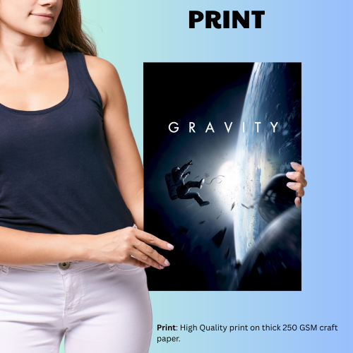Gravity Movie Poster Frame American Thriller Sci-fi Film Artwork Framed Posters Hollywood Movies Canvas Painting Photo Frames for Wall Decor Living Room Bedroom  Study Room Restraunt Cafe Office & Home Decoration