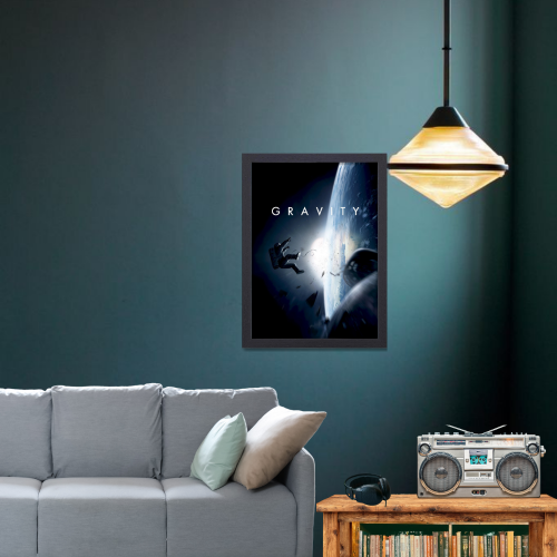 Gravity Movie Poster Frame American Thriller Sci-fi Film Artwork Framed Posters Hollywood Movies Canvas Painting Photo Frames for Wall Decor Living Room Bedroom  Study Room Restraunt Cafe Office & Home Decoration