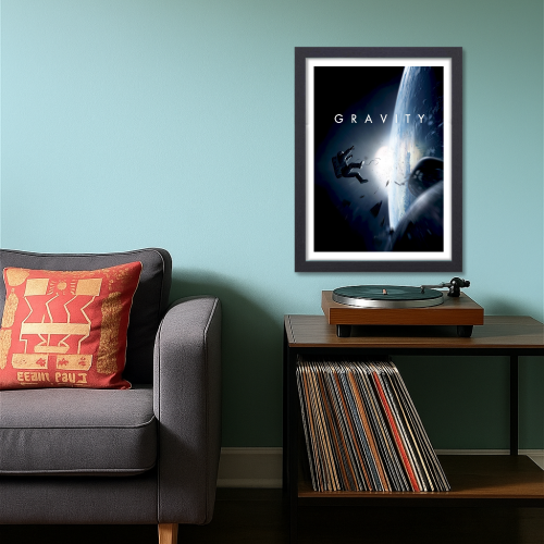 Gravity Movie Poster Frame American Thriller Sci-fi Film Artwork Framed Posters Hollywood Movies Canvas Painting Photo Frames for Wall Decor Living Room Bedroom  Study Room Restraunt Cafe Office & Home Decoration