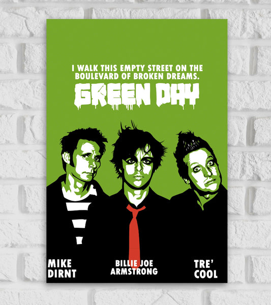 Green Day American Rock Band Motivational Inspiring Quote Singers Music Artist Pop Art Black & White Green Color Matte Finish Framed Poster 