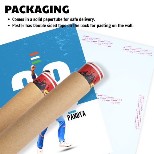 Hardik Pandya Poster Frame | Team India All-Rounder Wall Decor | Cricket Player Legend Art Print | Crcketer Gift for Cricket Fans