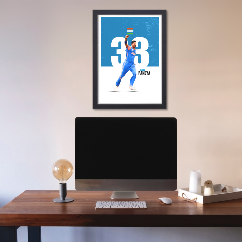Hardik Pandya Poster Frame | Team India All-Rounder Wall Decor | Cricket Player Legend Art Print | Crcketer Gift for Cricket Fans