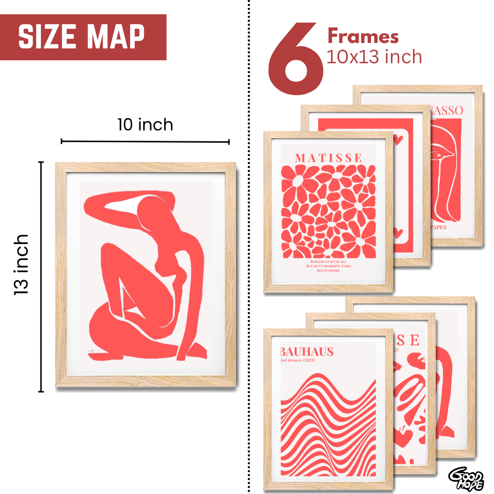 Set of 6 Henri Matisse Wall Art Paintings Framed Poster 10 x 13 Inches for Home Decoration, Living Room, Bedroom, hall, Kitchen, and Office Wall Decoration