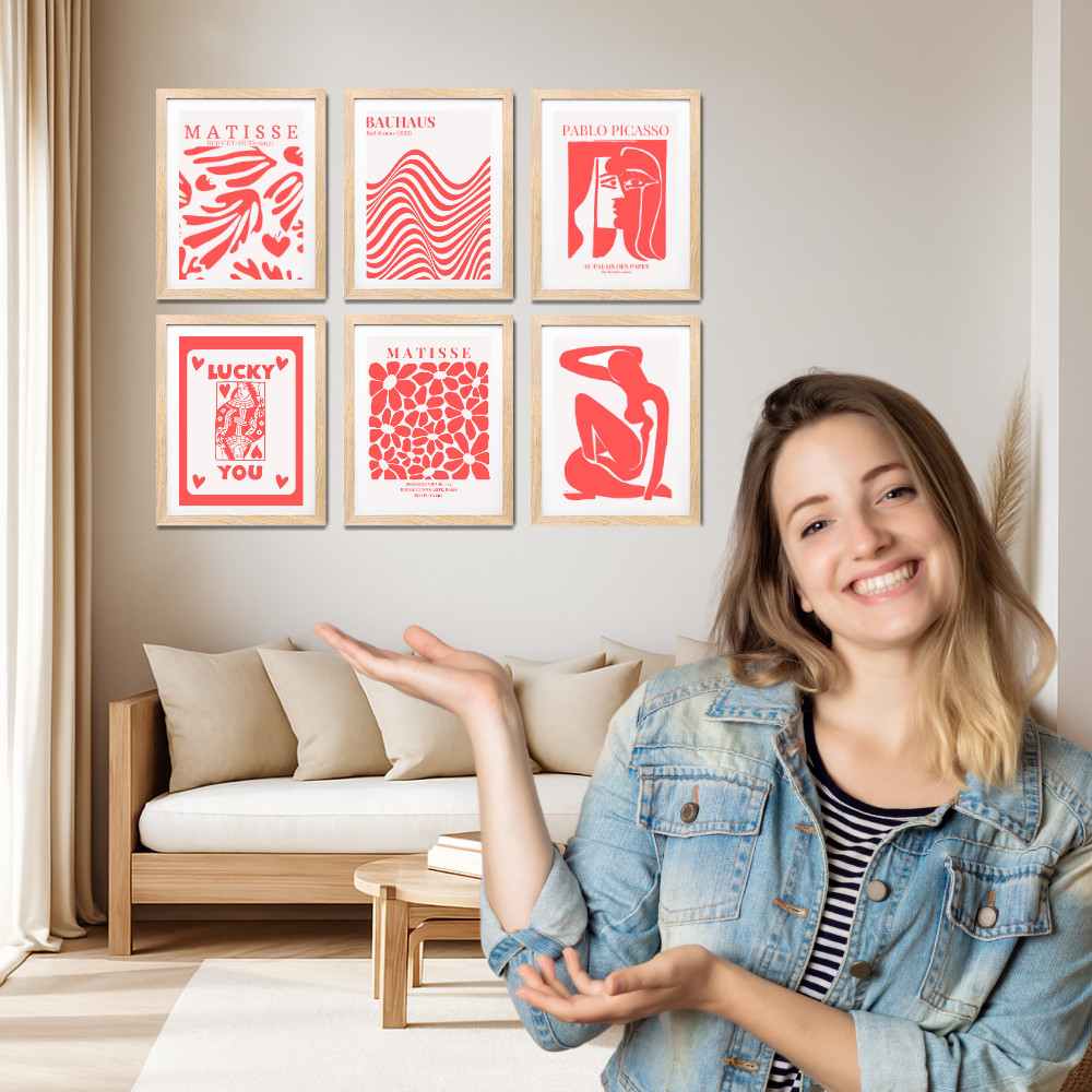 Set of 6 Henri Matisse Wall Art Paintings Framed Poster 10 x 13 Inches for Home Decoration, Living Room, Bedroom, hall, Kitchen, and Office Wall Decoration