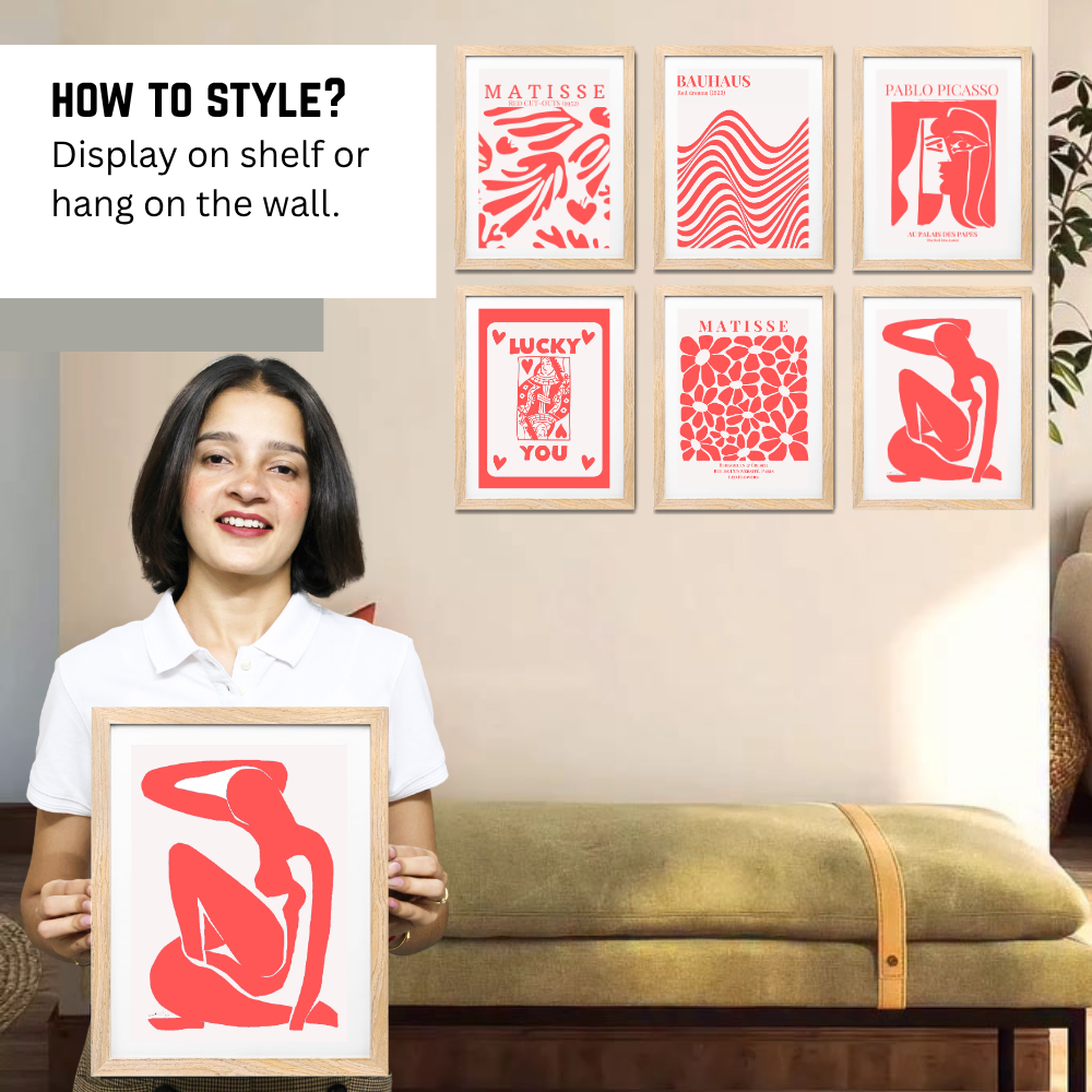 Set of 6 Henri Matisse Wall Art Paintings Framed Poster 10 x 13 Inches for Home Decoration, Living Room, Bedroom, hall, Kitchen, and Office Wall Decoration