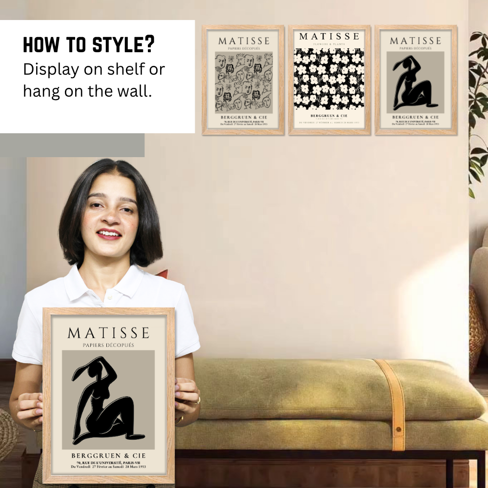 Set of 3 Henri Matisse Wall Art Paintings Framed Poster for Home Decoration, Living Room, Bedroom, hall, Kitchen, and Office Wall Decoration