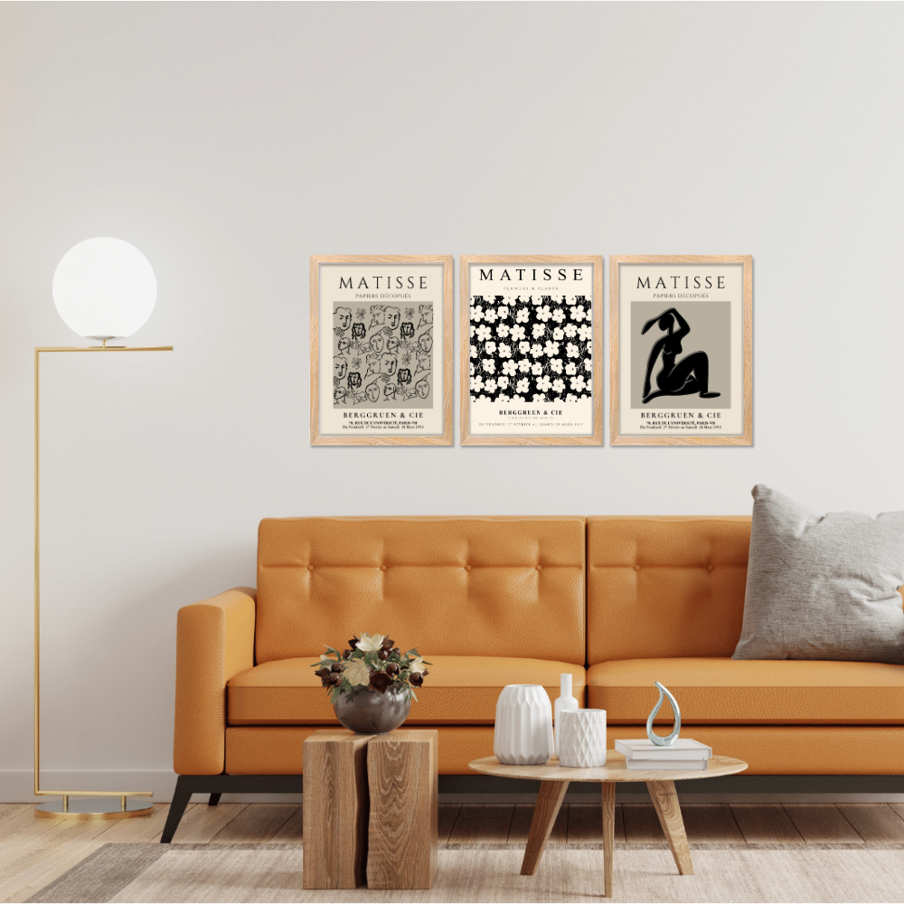 Set of 3 Henri Matisse Wall Art Paintings Framed Poster for Home Decoration, Living Room, Bedroom, hall, Kitchen, and Office Wall Decoration