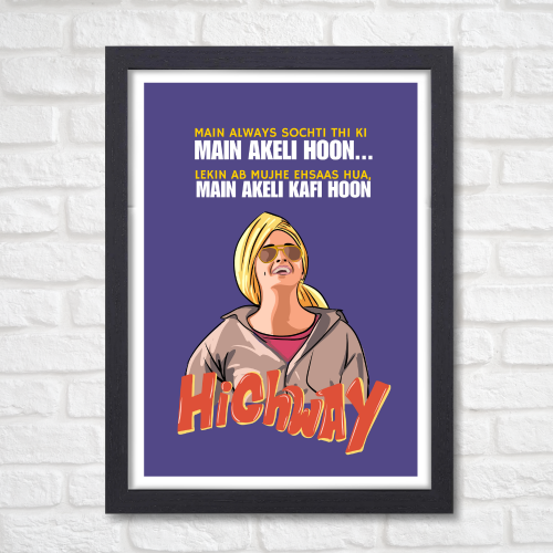 Highway Movie Poster Frame Bhatt Bollywood Movies Framed Posters Movie Actress Alia Dialogues Quote Canvas Artwork Painting Photo Frames For Wall Decor Restraunt Cafe Bedroom Living Room Decoration Home Office, highway poster, highway movie poster, highway movie poster hd, highway poster framed, highway movie poster framed, alia bhatt poster, alia bhatt movie poster, alia bhatt movie poster, alia bhatt new movie poster