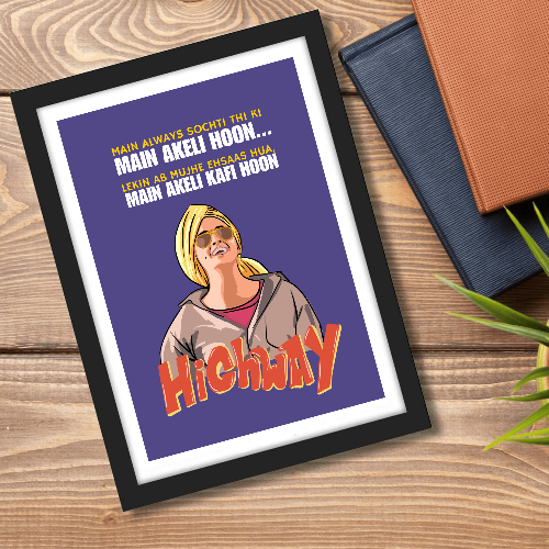 Highway Movie Poster Frame Bhatt Bollywood Movies Framed Posters Movie Actress Alia Dialogues Quote Canvas Artwork Painting Photo Frames For Wall Decor Restraunt Cafe Bedroom Living Room Decoration Home Office, highway poster, highway movie poster, highway movie poster hd, highway poster framed, highway movie poster framed, alia bhatt poster, alia bhatt movie poster, alia bhatt movie poster, alia bhatt new movie poster
