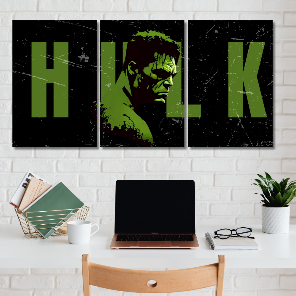Hulk 3-Split Wall Poster – Grunge Style Green on Black