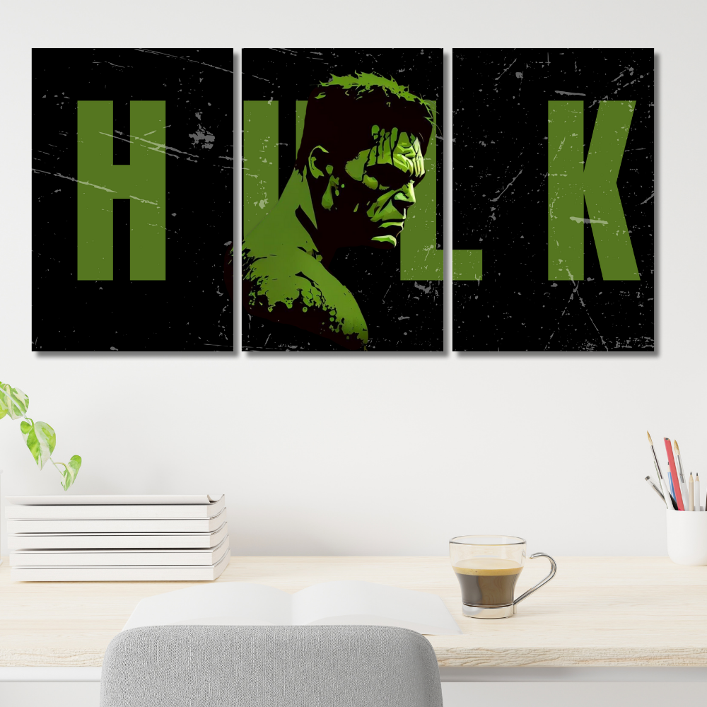 Hulk 3-Split Wall Poster – Grunge Style Green on Black