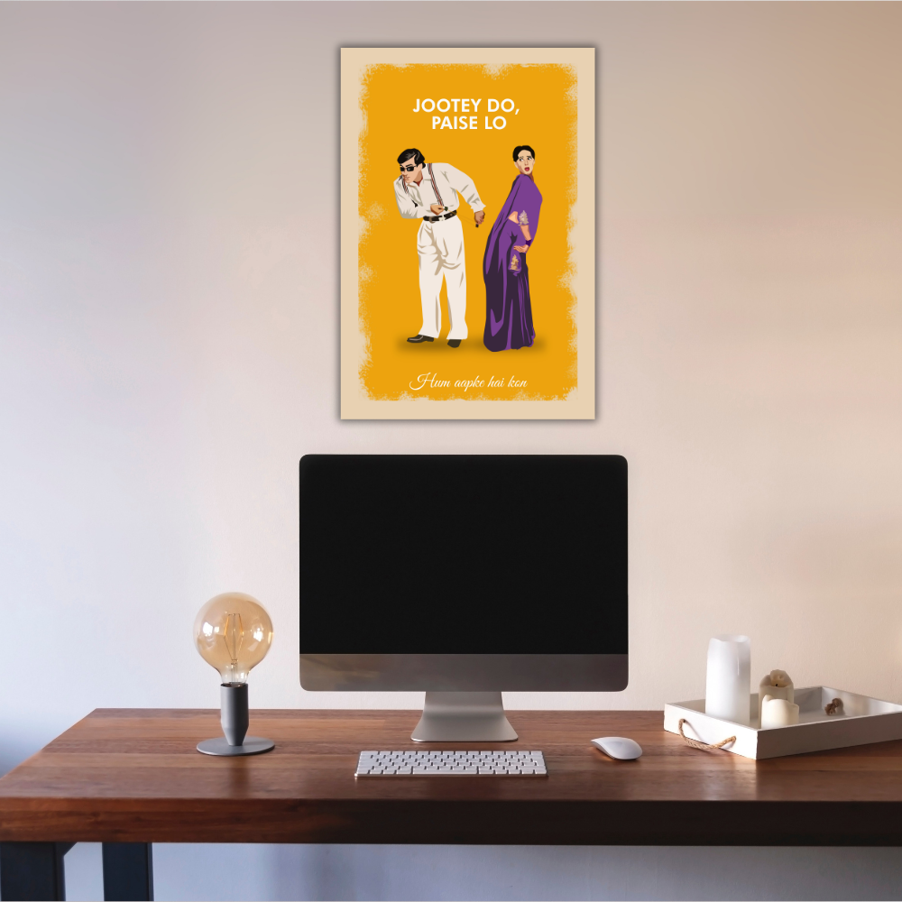 Bollywood Movie Hum Aapke Hai Kon Poster Frame Movies Actor salman Khan MAdhuri Dixit Framed Posters Dialouges Quote Canvas Painting Photo Frames For Wall Decor Bedroom Living Room Decoration Home Office Restraunt Cafe