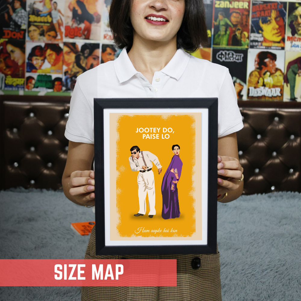 Bollywood Movie Hum Aapke Hai Kon Poster Frame Movies Actor salman Khan MAdhuri Dixit Framed Posters Dialouges Quote Canvas Painting Photo Frames For Wall Decor Bedroom Living Room Decoration Home Office Restraunt Cafe