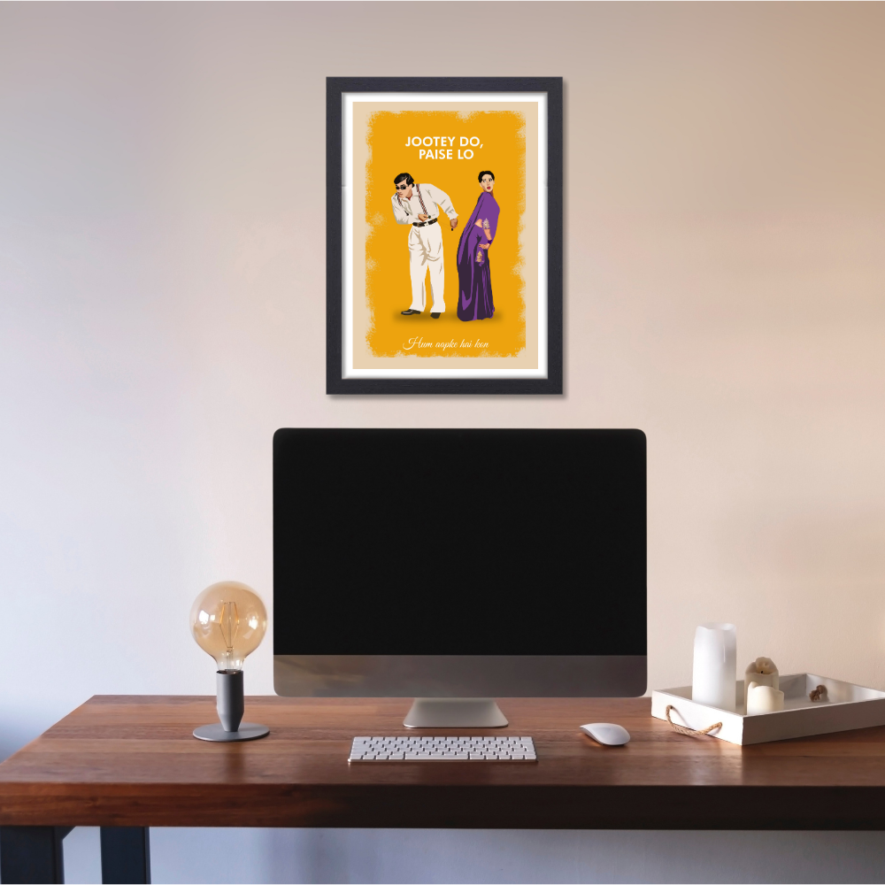 Bollywood Movie Hum Aapke Hai Kon Poster Frame Movies Actor salman Khan MAdhuri Dixit Framed Posters Dialouges Quote Canvas Painting Photo Frames For Wall Decor Bedroom Living Room Decoration Home Office Restraunt Cafe