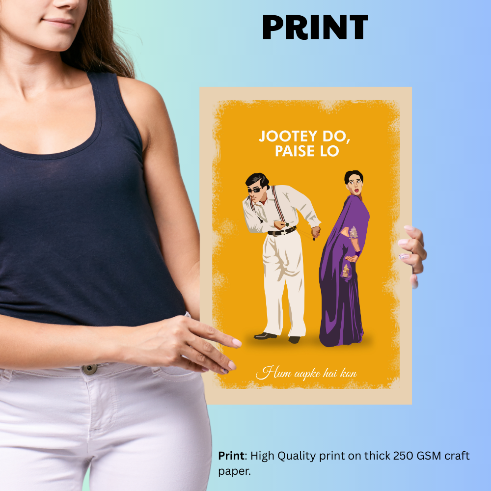 Bollywood Movie Hum Aapke Hai Kon Poster Frame Movies Actor salman Khan MAdhuri Dixit Framed Posters Dialouges Quote Canvas Painting Photo Frames For Wall Decor Bedroom Living Room Decoration Home Office Restraunt Cafe