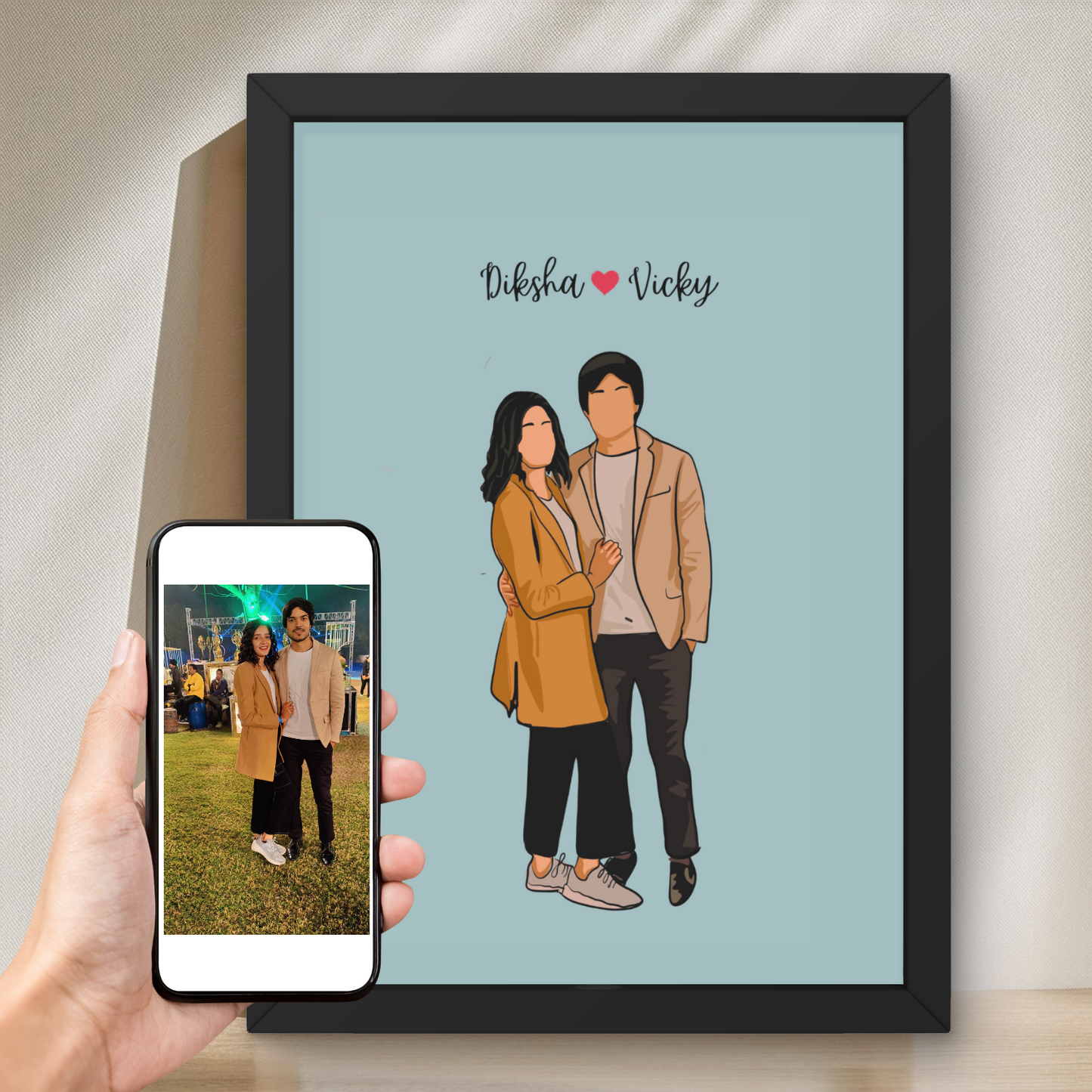 Customized Illustration Art Photo Frame poster Personalized Gift For Birthday Anniversary