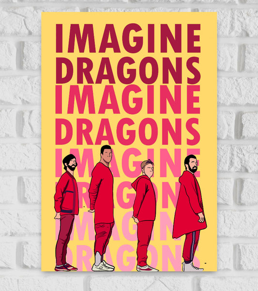 Imagine Dragons Rock Band Poster Pop Art Music Artist Artwork Popular Singers Singing illustration  Matte Finish Beautiful Wall Decor Framed Poster