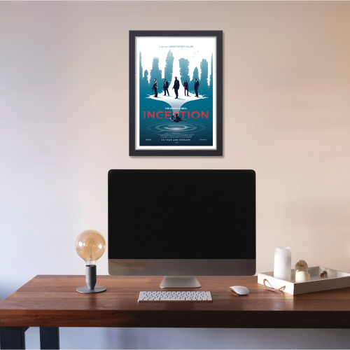 Inception Film Poster Frame Sci fi Action Movie Framed Posters Hollywood Movies Artwork Canvas Painting Photo Frames For Wall Art Decor Living Room Bedroom  Study Room Restraunt Cafe Office & Home Decoration