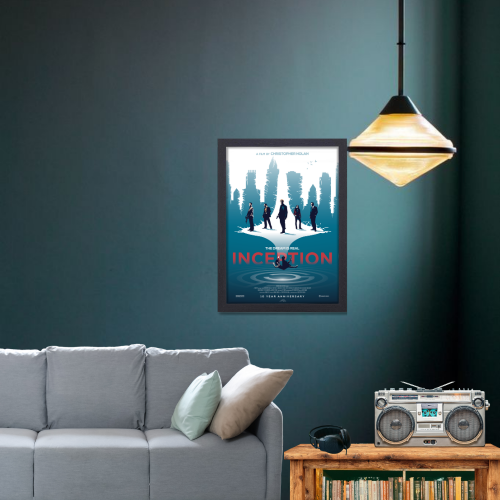 Inception Film Poster Frame Sci fi Action Movie Framed Posters Hollywood Movies Artwork Canvas Painting Photo Frames For Wall Art Decor Living Room Bedroom  Study Room Restraunt Cafe Office & Home Decoration
