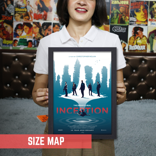 Inception Film Poster Frame Sci fi Action Movie Framed Posters Hollywood Movies Artwork Canvas Painting Photo Frames For Wall Art Decor Living Room Bedroom  Study Room Restraunt Cafe Office & Home Decoration