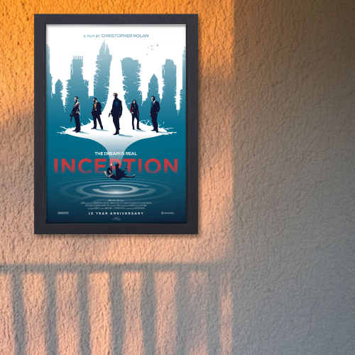 Inception Film Poster Frame Sci fi Action Movie Framed Posters Hollywood Movies Artwork Canvas Painting Photo Frames For Wall Art Decor Living Room Bedroom  Study Room Restraunt Cafe Office & Home Decoration