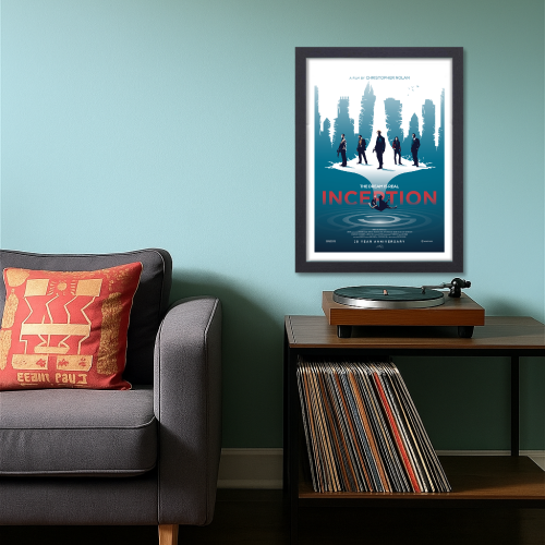 Inception Film Poster Frame Sci fi Action Movie Framed Posters Hollywood Movies Artwork Canvas Painting Photo Frames For Wall Art Decor Living Room Bedroom  Study Room Restraunt Cafe Office & Home Decoration