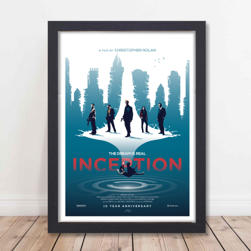Inception Film Poster Frame Sci fi Action Movie Framed Posters Hollywood Movies Artwork Canvas Painting Photo Frames For Wall Art Decor Living Room Bedroom  Study Room Restraunt Cafe Office & Home Decoration