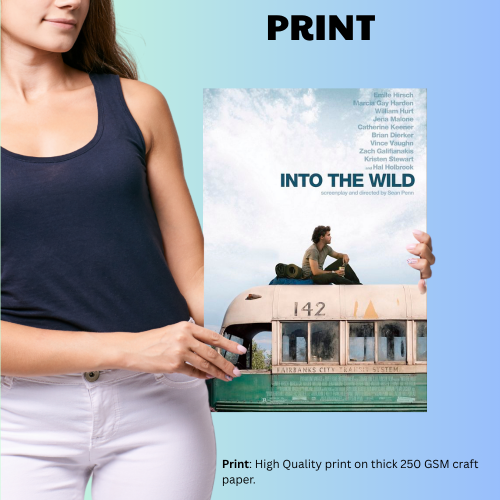 Into The Wild Movie Poster Frame Adventure Drama Film Art work Framed Poster Hollywood Movies Canvas Painting Photo Frames for Wall Decor Home Decoration Living Room Bedroom Office Study Room Cafe Restraunt