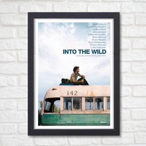 Into The Wild Movie Poster Frame Adventure Drama Film Art work Framed Poster Hollywood Movies Canvas Painting Photo Frames for Wall Decor Home Decoration Living Room Bedroom Office Study Room Cafe Restraunt