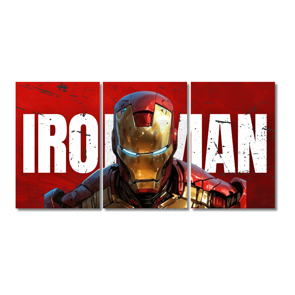 Iron Man 3-Piece Split Poster | Marvel Superhero Wall Art | 12x18 Inch Poster Artwork
Iron Man 3-panel split wall poster featuring Marvel superhero in red and gold armor with bold red background and white “IRONMAN” text
Iron Man poster, Marvel wall art, superhero posters, Iron Man split frame, Avengers room decor, Marvel comics artwork, Iron Man painting, Iron Man wall frame, Iron Man wall decoration, Marvel gifts, Iron Man fan gift, superhero wall decor. I am Iron Man.