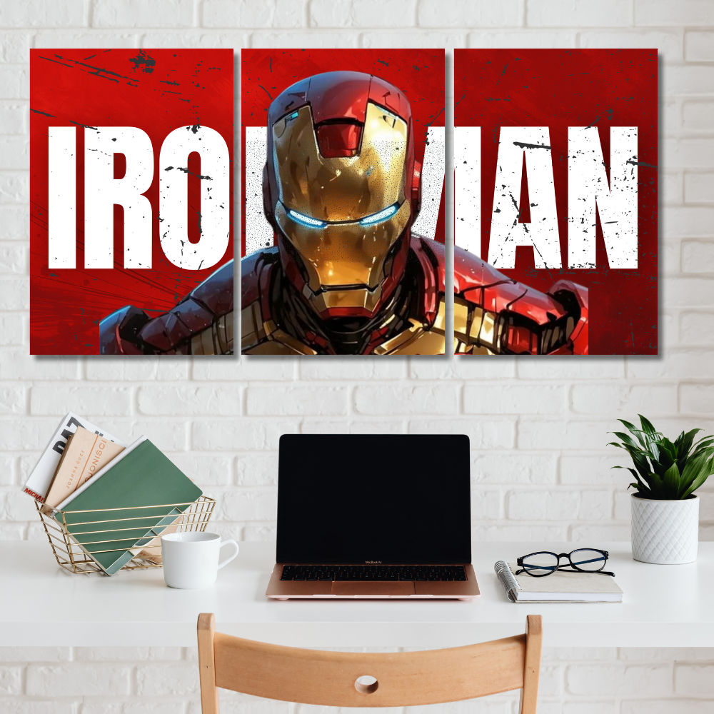 Iron Man 3-Piece Split Poster | Marvel Superhero Wall Art | 12x18 Inch Poster Artwork