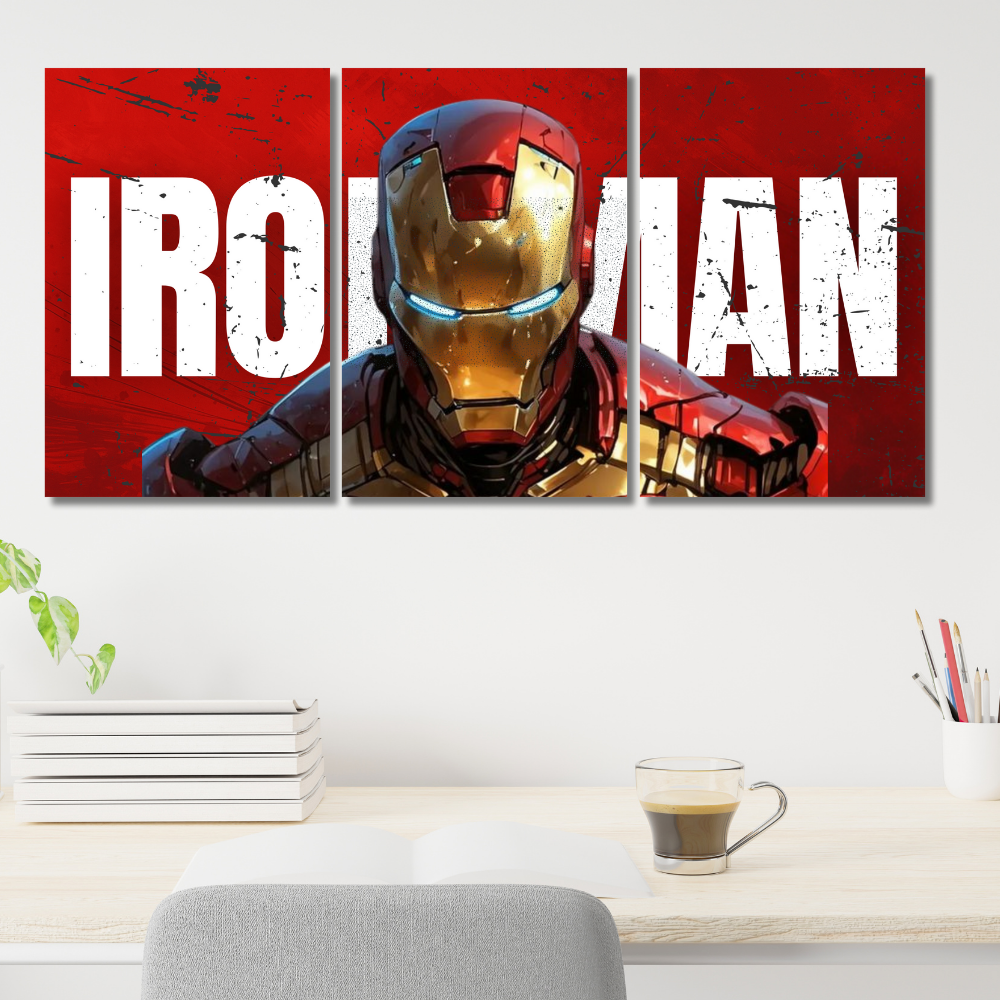 Iron Man 3-Piece Split Poster | Marvel Superhero Wall Art | 12x18 Inch Poster Artwork